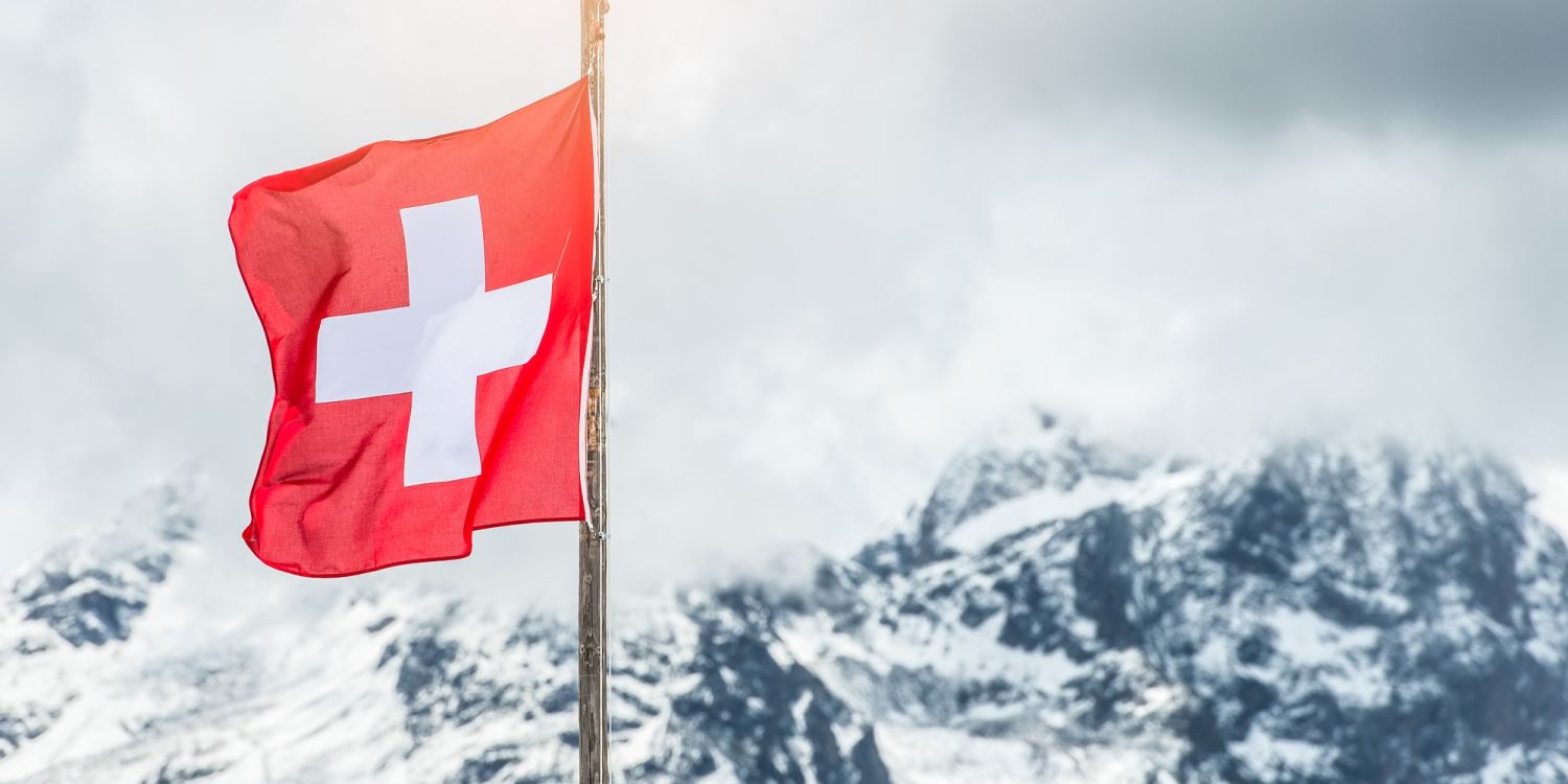 Swiss flag in the Alps