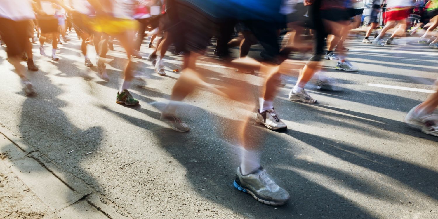 Marathon runners in motion. Running