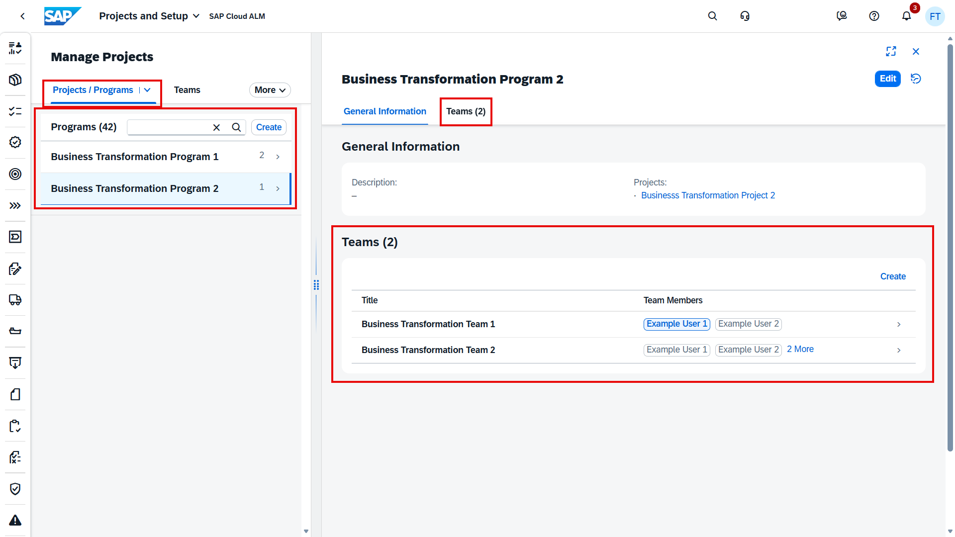 Introduction of program teams in Projects and Setup → blue.works Introduction of program teams in Projects and Setup