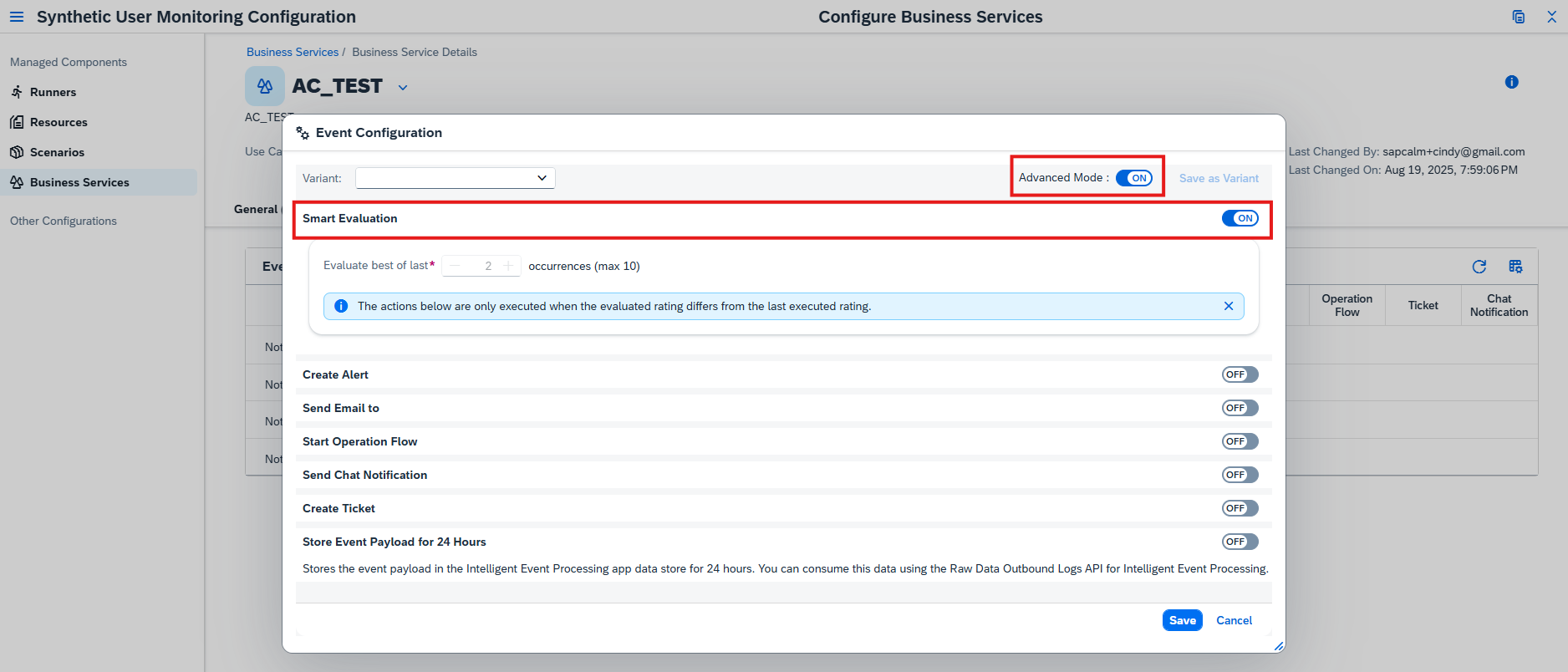 Enhanced Event Action Configuration Across Operations Applications → blue.works Enhanced Event Action Configuration Across Operations Applications