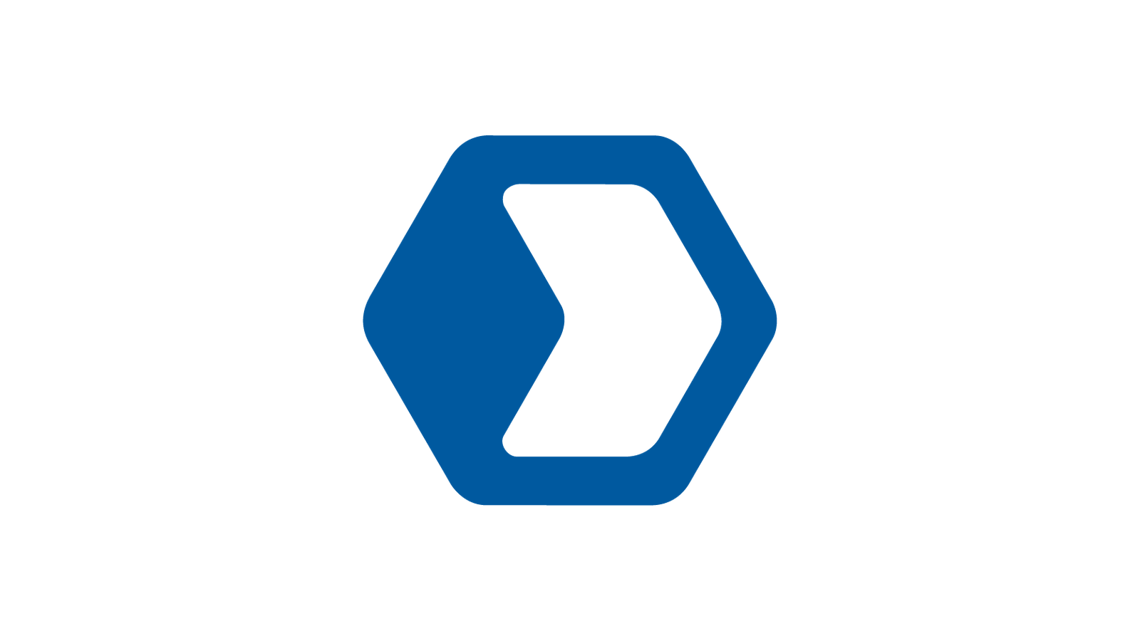blueworks-symbol → blue.works Blue hexagonal logo with a hollow inner shape, set on white background (brand emblem)